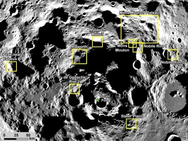 Zonas elegidas por la NASA para aterrizar la misión Artemis III