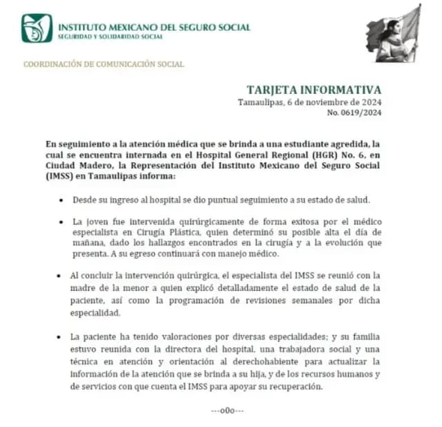 Tarjeta informativa del IMSS