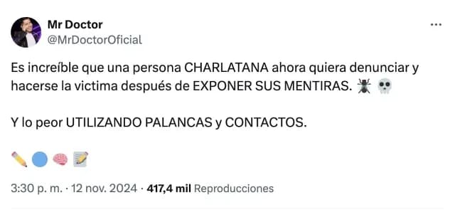 Mr. Doctor confirmó que fue demandado