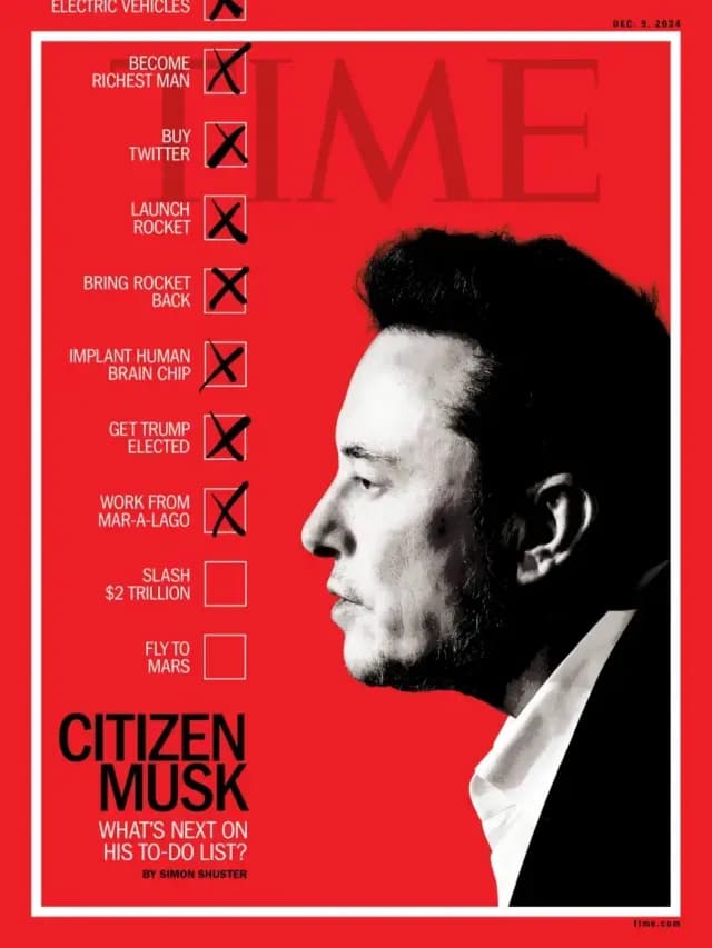 Elon Musk en la potada de Time, como “Hacedor de Reyes”. Foto: X @TIME