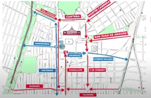 Mapa de las calles cerradas por el Operativo Basílica 2024. Foto: Captura de Pantalla Gobierno CDMX