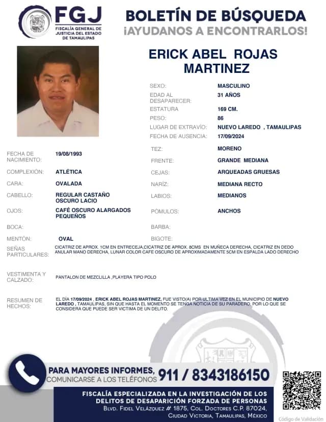 Ficha de Búsqueda Erick Abel Rojas Martínez