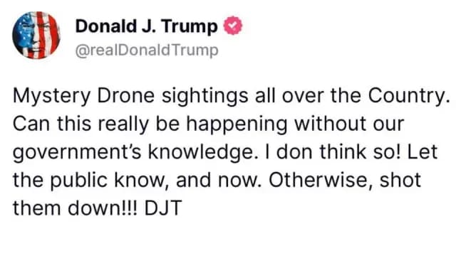 Donald Trump se Queja por Sobrevuelo de Drones en Varias Partes de EUA: “¡Derríbenlos!”