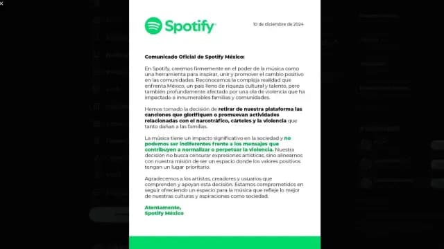 El falso comunicado de Spotify México y los narcocorridos