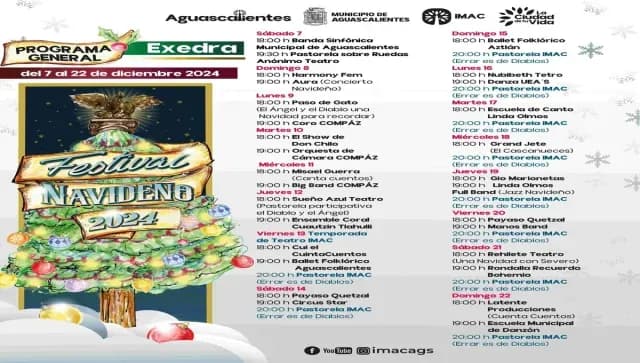 Cartelera navideña de Aguascalientes. Foto: Gobierno de Aguascalientes
