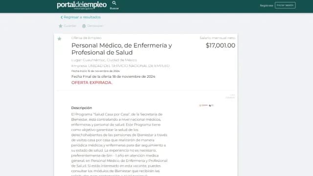 Oferta de empleo con sueldo para Salud Casa por Casa Bienestar