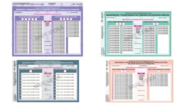 Diseño de las boletas aprobadas por el INE