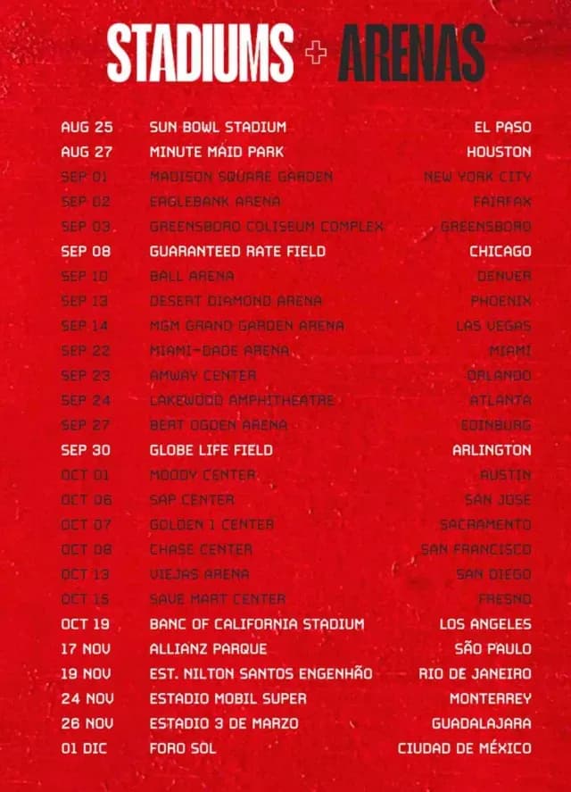 Fechas de la gira mundial de RBD
