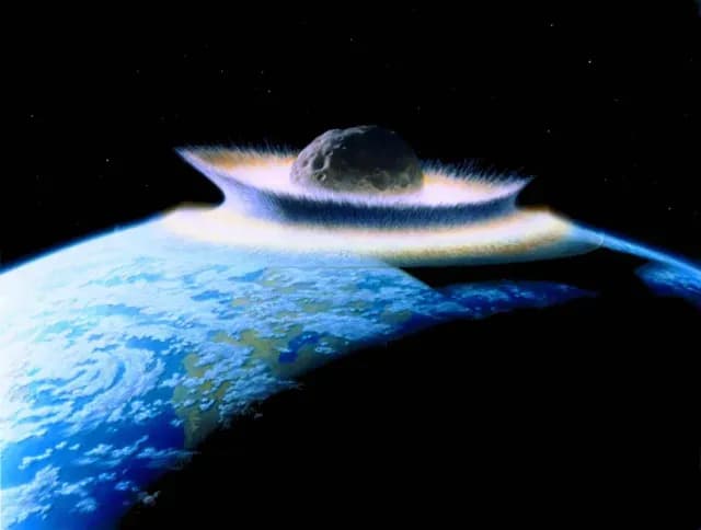 Diseño artístico de un meteorito golpeando la Tierra