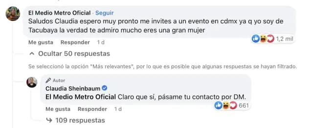 Medio Metro pide a Sheinbaum que lo inviten a CDMX.
