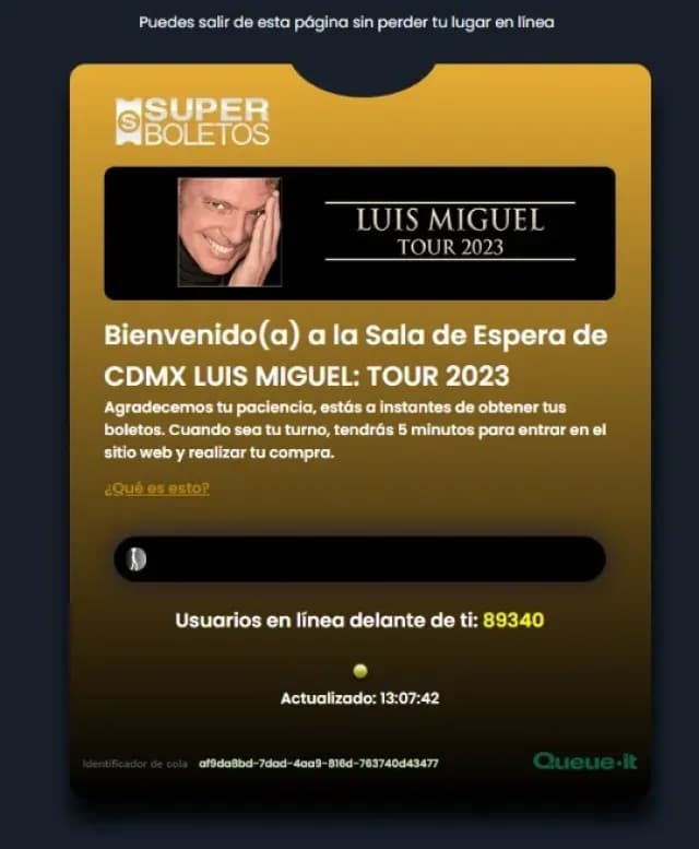 Colapsa página para venta de boletos para conciertos de Luis Miguel en México