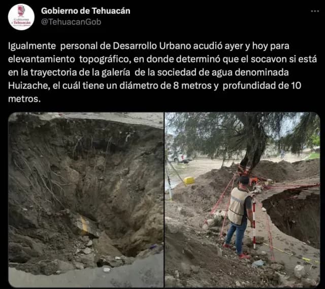 Gobierno de Tehuacán Determinó el Tamaño del Socavón