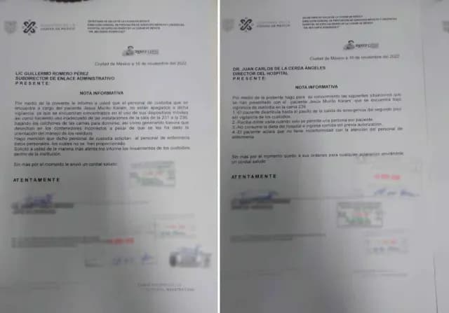 Oficios dirigidos al Director y Subdirector de Enlace Administrativo del Hospital