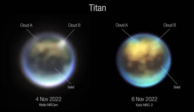 Fotografías de Titán por el Telescopio James Webb de la NASA