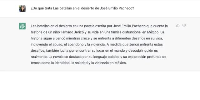 ChatGPT responde de qué trata un libro de José Emilio Pacheco