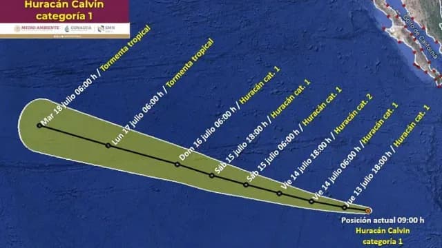 Calvin ya es huracán categoría 1, se localiza en el Pacífico