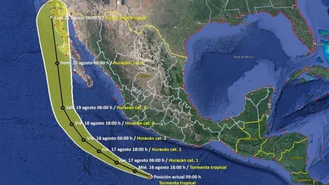 Trayectoria de la tormenta tropical Hilary
