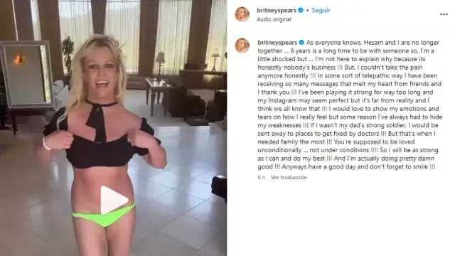 Post de Britney Spears en su cuenta de Instagram