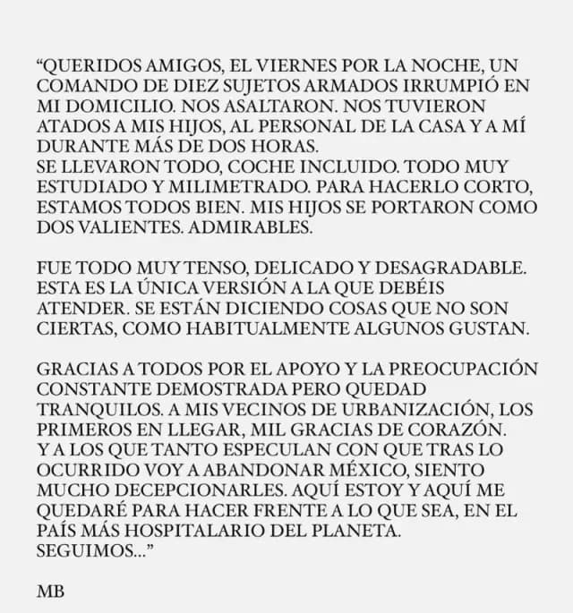 Comando armado asalta la casa de Miguel Bosé