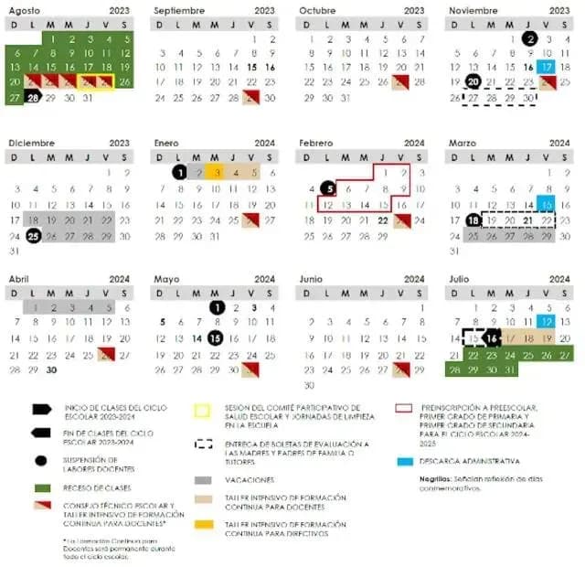 Calendario escolar oficial de la SEP 2023-2024