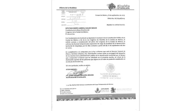 Licencia para dejar cargo Clara Brugada
