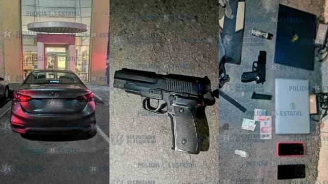 El taxi, el arma y las cosas robadas por el taxista y su acompañante