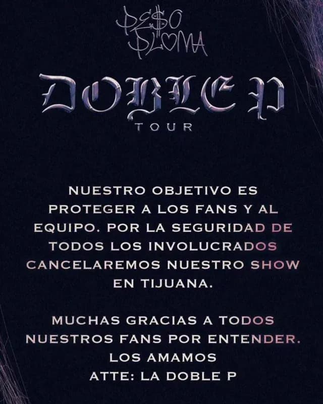 Comunicado emitido por las redes del cantante de corridos tumbados