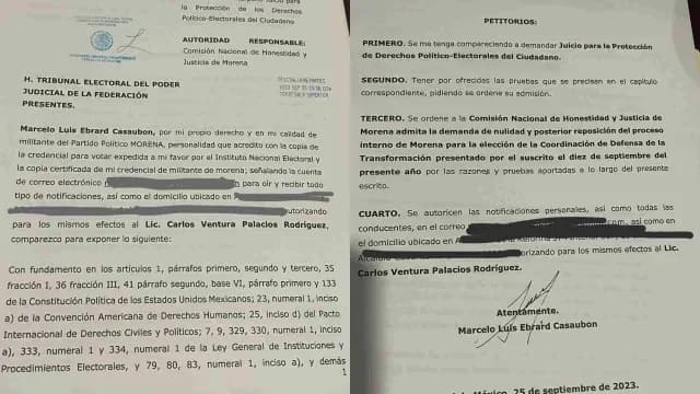 Demanda presentada por Marcelo Ebrard ante Tribunal Electoral