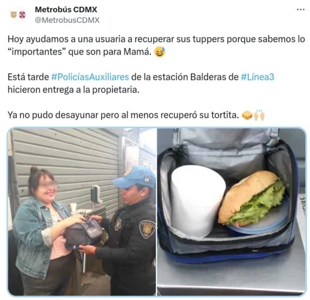 Mujer recuperó su lonchera en el metrobús Balderas