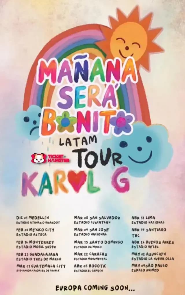 Cartel de los próximos conciertos de Karol G en Latinoamérica