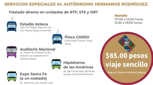 Fórmula 1, GP México 2023: Rutas de Transporte Especial para Llegar al Autódromo