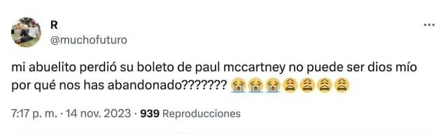 Abuelito perdió su boleto para ver a Paul McCartney