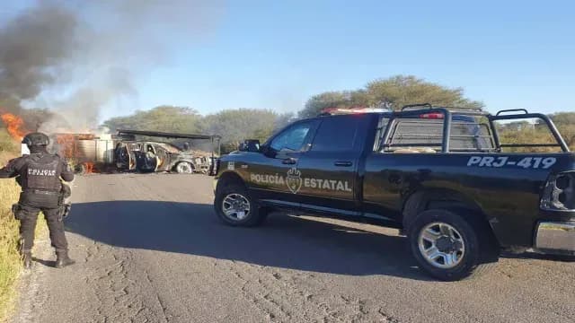 Los bloqueos causaron tráfico severo en la zona. Foto Fiscalía de Jalisco