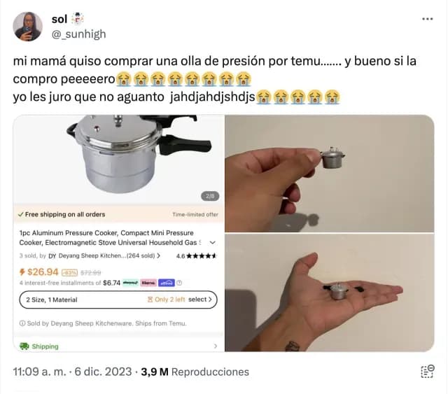 Mujer compra olla por Temu y la estafan con juguete