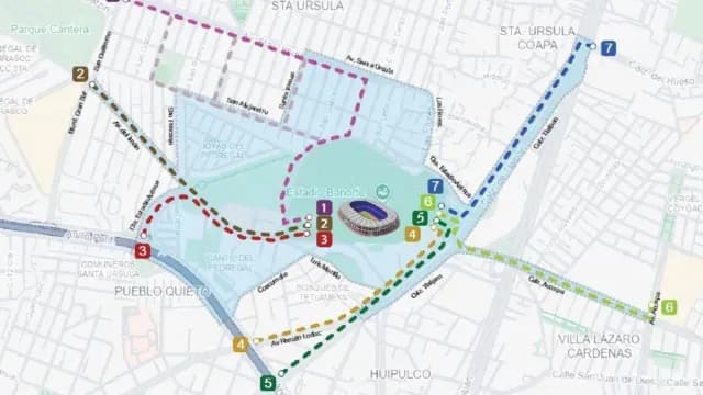Mapa de los accesos peatonales al Estadio Ciudad de México. Foto: Gobierno de la CDMX