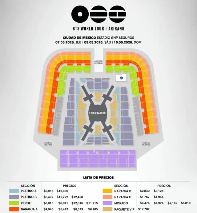 Precios boletos BTS