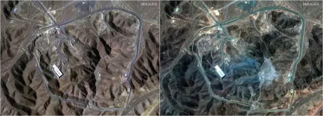 Así se ve el antes y después de la instalación nuclear de Fordo en Irán. Foto: Reuters
