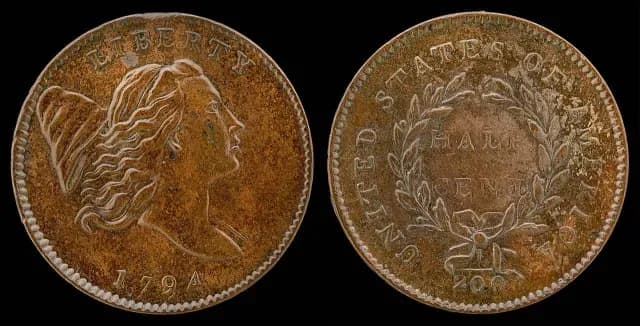 Moneda de medio centavo de dólar de 1794