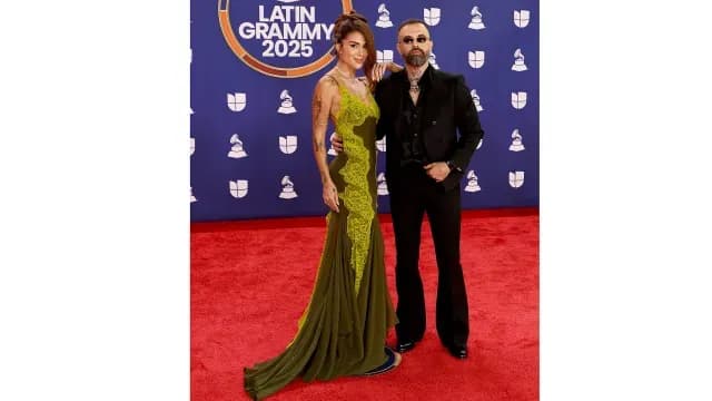 Greeicy Rendón y Mike Bahía en los Grammy Latinos 2025.