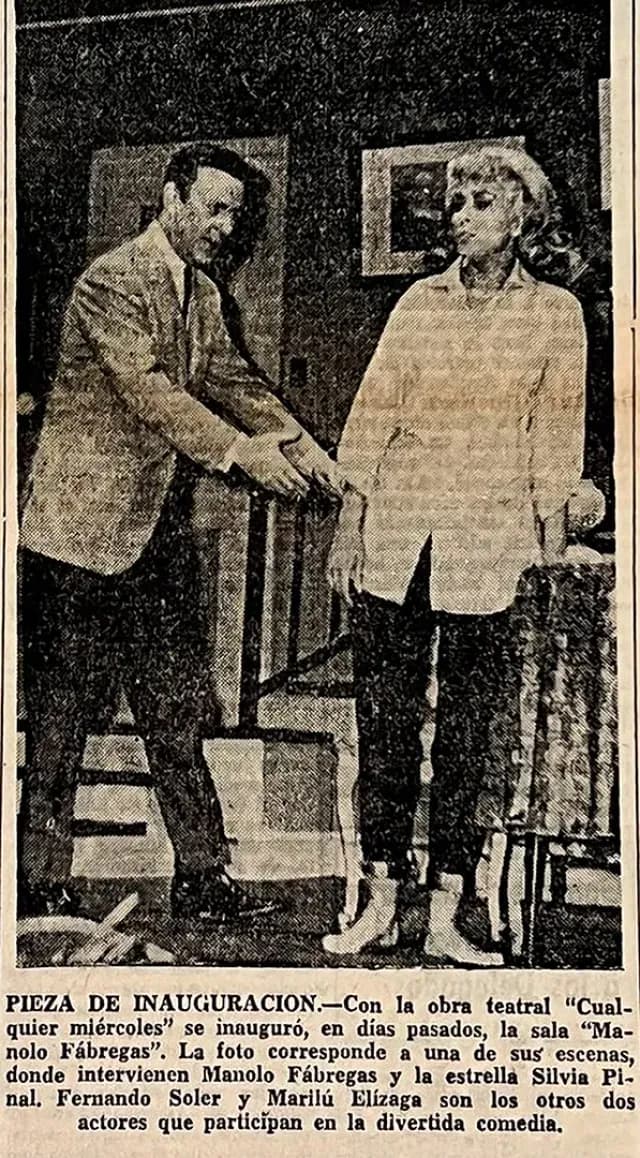 Silvia Pinal y Manolo Fábregas en la obra Cualquier Miércoles.