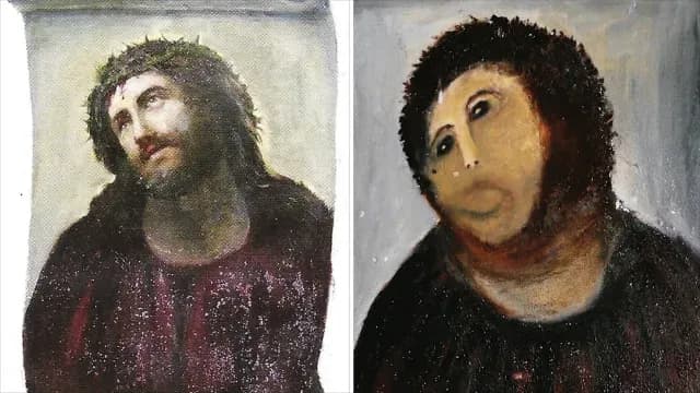 Antes y después del ‘Ecce Homo’ de Borja restaurado por Cecilia Giménez