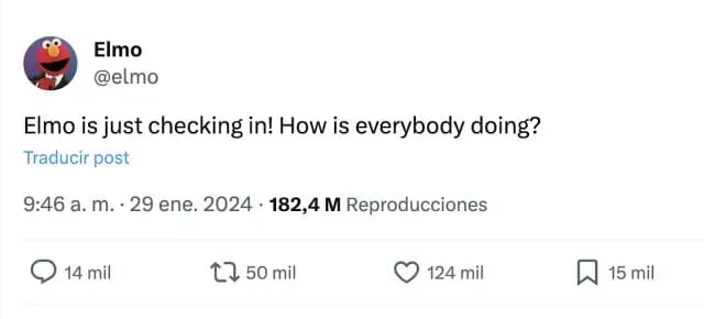 Elmo preguntó a sus fans cómo estaban