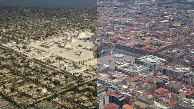 Comparativo de Tenochtitlán y el Zócalo capitalino