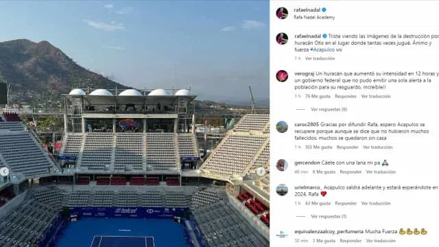 Rafa Nadal lamenta tragedia por huracán Otis
