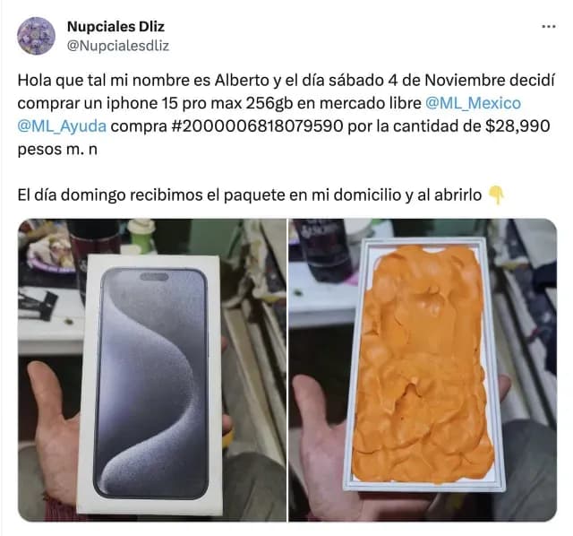 Compró un celular en Mercado Libre y le enviaron plastilina