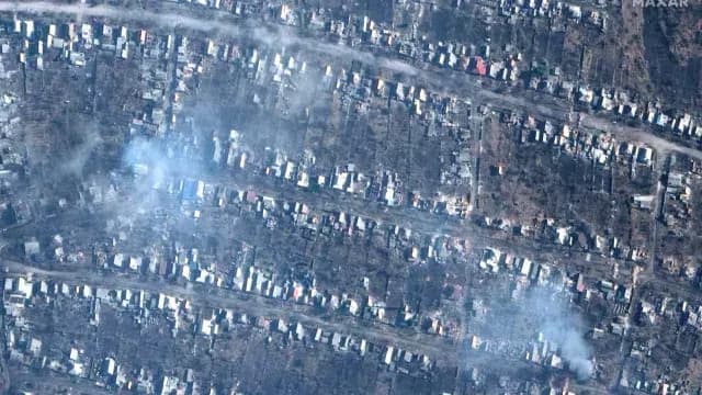 Imágenes satelitales de destrucción en Bajmut, el 10 de marzo de 2023. Foto: EFE | Archivo