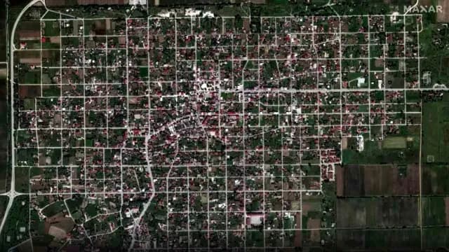 Pueblo de Palamas en Grecia antes de las lluvias e inundaciones 2023