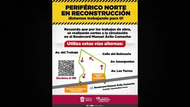 Cortes viales en Periférico Norte. Foto: Gobierno de México