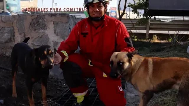 Rescatan a perrito atrapado en alcantarilla de Zapopan. Foto: Bomberos de Zapopan