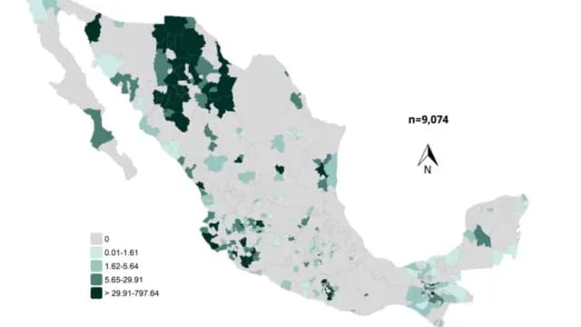 Así se pinta la República Mexicana de contagios de sarampión. Foto: SSA